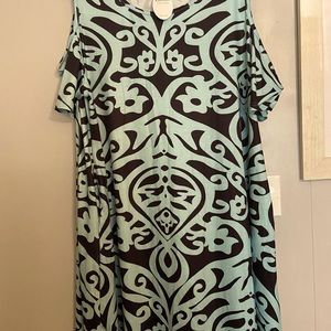 Aqua/Black Cold Shoulder Dress New with Tags!